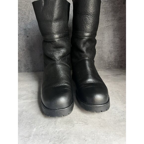 Martino Shoes - Martino Black Leather "Fur" Lined Lug Sole Winter Snow Boots Womens 7.5M Casual